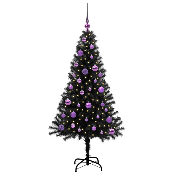 Árbol de Navidad con 150 LED con soporte Negro 150 cm PVC M 3