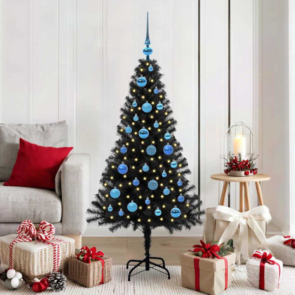 Árbol de Navidad con 150 LED con soporte Negro 150 cm PVC D