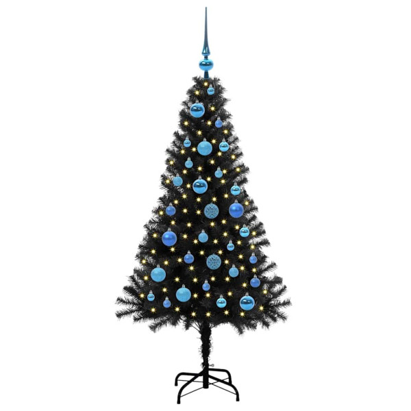 Árbol de Navidad con 150 LED con soporte Negro 150 cm PVC M 3