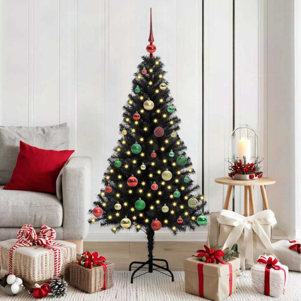 Árbol de Navidad con 150 LED con soporte Negro 150 cm PVC D