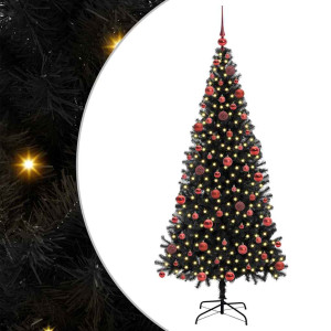 Árbol de Navidad con 300 LED con soporte Negro 180 cm PVC H