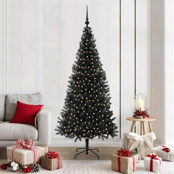 Árbol de Navidad con 300 LED con soporte Negro 180 cm PVC D
