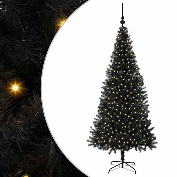 Árbol de Navidad con 300 LED con soporte Negro 180 cm PVC M 2