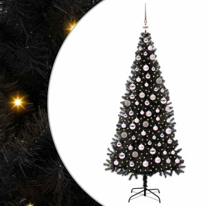 Árbol de Navidad con 300 LED con soporte Negro 180 cm PVC H