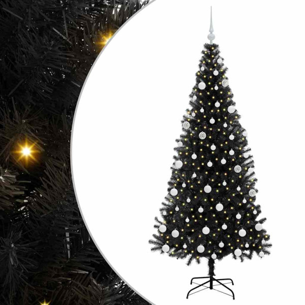 Árbol de Navidad con 300 LED con soporte Negro 180 cm PVC M 2