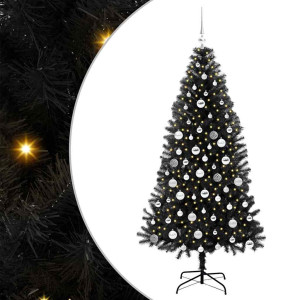 Árbol de Navidad con 300 LED con soporte Negro 180 cm PVC H