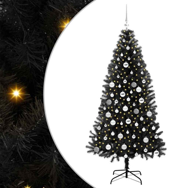 Árbol de Navidad con 300 LED con soporte Negro 180 cm PVC M 2