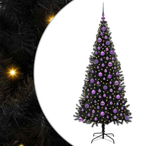 Árbol de Navidad con 300 LED con soporte Negro 180 cm PVC H
