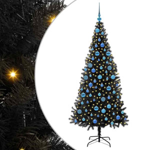 Árbol de Navidad con 300 LED con soporte Negro 180 cm PVC H