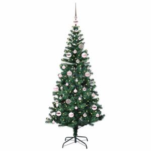 Árbol de Navidad Artificial Preiluminado Verde 150 cm H
