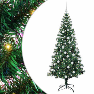 Árbol de Navidad Artificial Preiluminado Verde 180 cm H