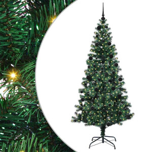 Árbol de Navidad Artificial Preiluminado Verde 210 cm H