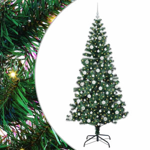 Árbol de Navidad Artificial Preiluminado Verde 210 cm H