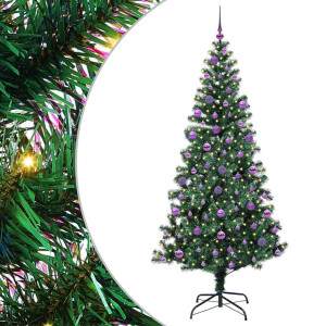 Árbol de Navidad Artificial Preiluminado Verde 210 cm H