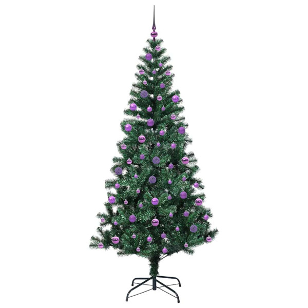 Árbol de Navidad Artificial Preiluminado Verde 210 cm M 4
