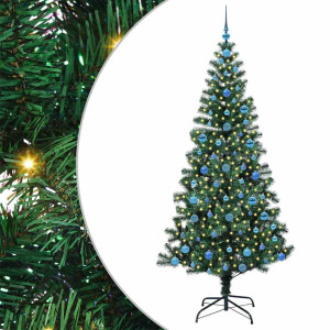 Árbol de Navidad Artificial Preiluminado Verde 210 cm H