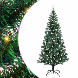 Árbol de Navidad Artificial Preiluminado Verde 240cm H