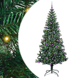 Árbol de Navidad Artificial Preiluminado Verde 240cm H