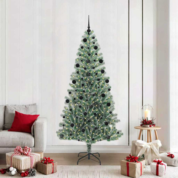 Árbol de Navidad Artificial Nevado con Luz LED Verde y 210 cm D