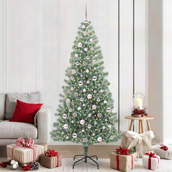 Árbol de Navidad Artificial Nevado con Luz LED Verde y 210 cm D