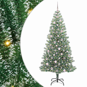 Árbol de Navidad Artificial Nevado con Luz LED Verde y 210 cm H