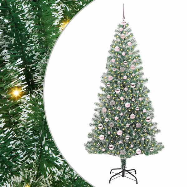 Árbol de Navidad Artificial Nevado con Luz LED Verde y 210 cm M 2