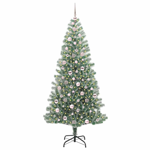 Árbol de Navidad Artificial Nevado con Luz LED Verde y 210 cm M 3