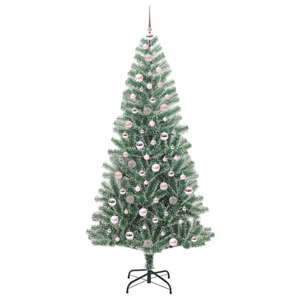 Árbol de Navidad Artificial Nevado con Luz LED Verde y 210 cm M 4