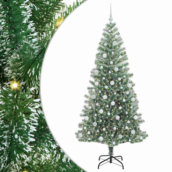 Árbol de Navidad Artificial Nevado con Luz LED Verde y 210 cm M 2