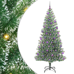 Árbol de Navidad Artificial Nevado con Luz LED Verde y 210 cm H