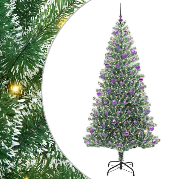 Árbol de Navidad Artificial Nevado con Luz LED Verde y 210 cm M 2
