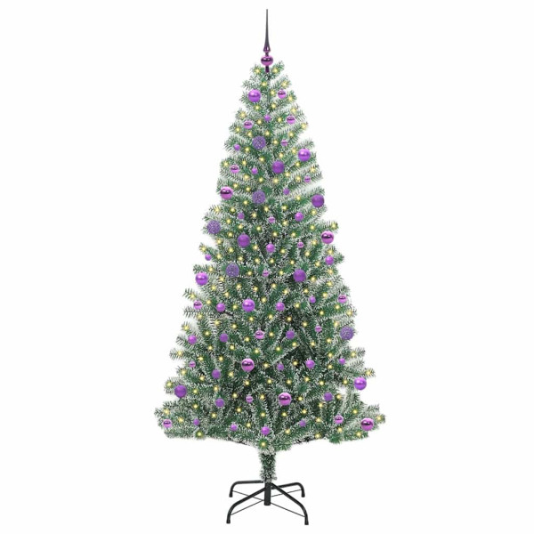 Árbol de Navidad Artificial Nevado con Luz LED Verde y 210 cm M 3