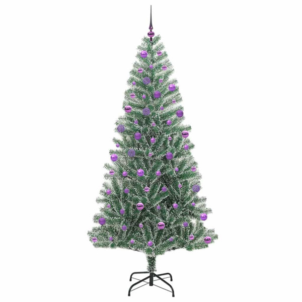 Árbol de Navidad Artificial Nevado con Luz LED Verde y 210 cm M 4
