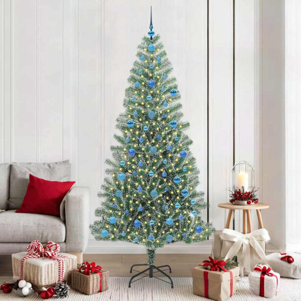 Árbol de Navidad Artificial Nevado con Luz LED Verde y 210 cm D
