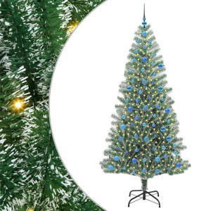 Árbol de Navidad Artificial Nevado con Luz LED Verde y 210 cm H