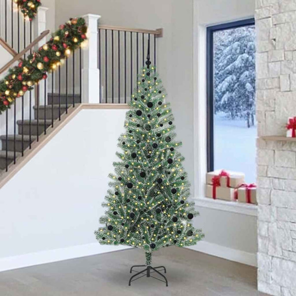 Árbol de Navidad Artificial Nevado con Luz LED Verde y 240 cm D