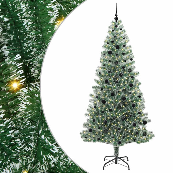 Árbol de Navidad Artificial Nevado con Luz LED Verde y 240 cm M 2