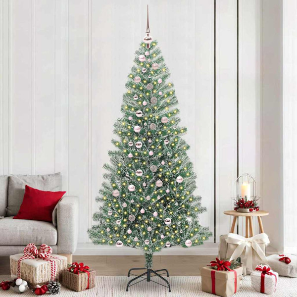 Árbol de Navidad Artificial Nevado con Luz LED Verde y 240 cm D