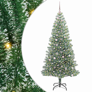 Árbol de Navidad Artificial Nevado con Luz LED Verde y 240 cm H