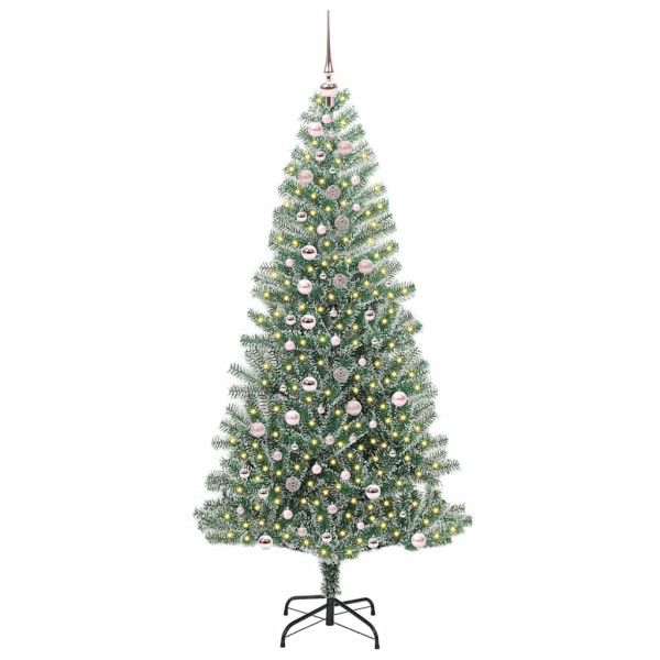 Árbol de Navidad Artificial Nevado con Luz LED Verde y 240 cm M 3