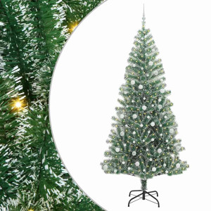 Árbol de Navidad Artificial Nevado con Luz LED Verde y 240 cm H