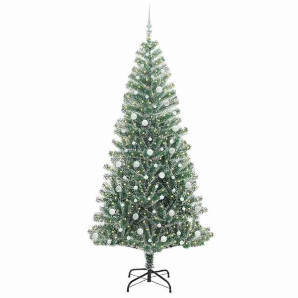 Árbol de Navidad Artificial Nevado con Luz LED Verde y 240 cm M 3