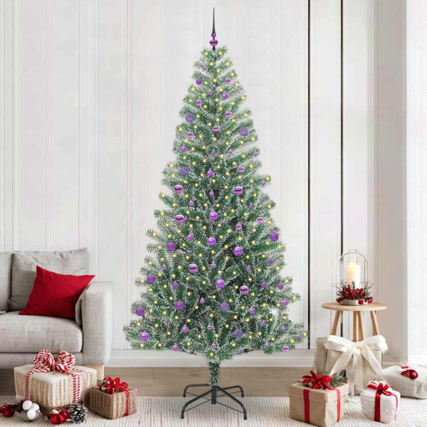 Árbol de Navidad Artificial Nevado con Luz LED Verde y 240 cm D