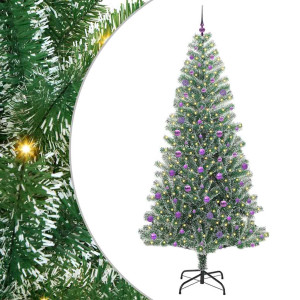 Árbol de Navidad Artificial Nevado con Luz LED Verde y 240 cm H