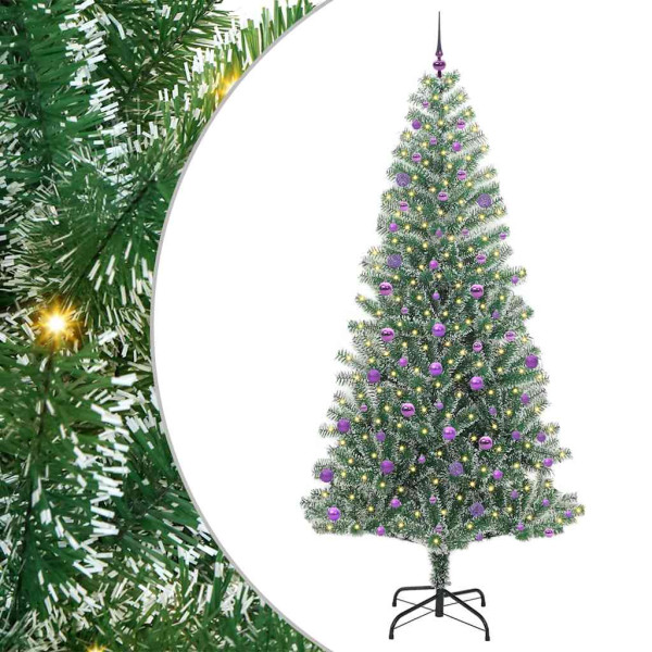 Árbol de Navidad Artificial Nevado con Luz LED Verde y 240 cm M 2