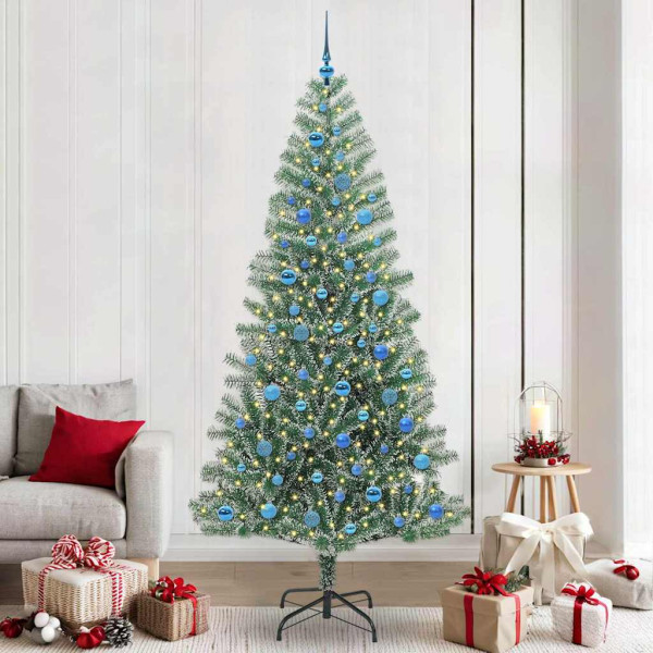 Árbol de Navidad Artificial Nevado con Luz LED Verde y 240 cm D