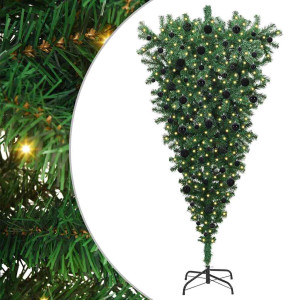 Árbol de Navidad artificial preiluminado al revés con juego de bolas H
