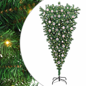 Árbol de Navidad artificial pre-iluminado al revés con set de bolas H