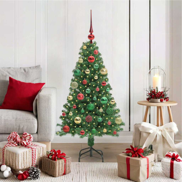 Árbol de Navidad artificial Verde 120 cm PVC y Acero y Plástico D