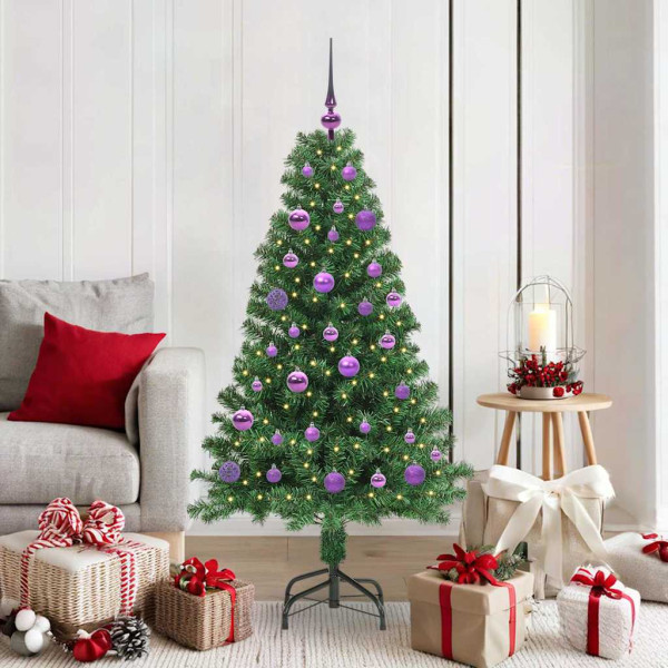Árbol de Navidad artificial Verde 150 cm PVC y Acero y Plástico D